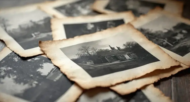 Pile of old photographs of houses